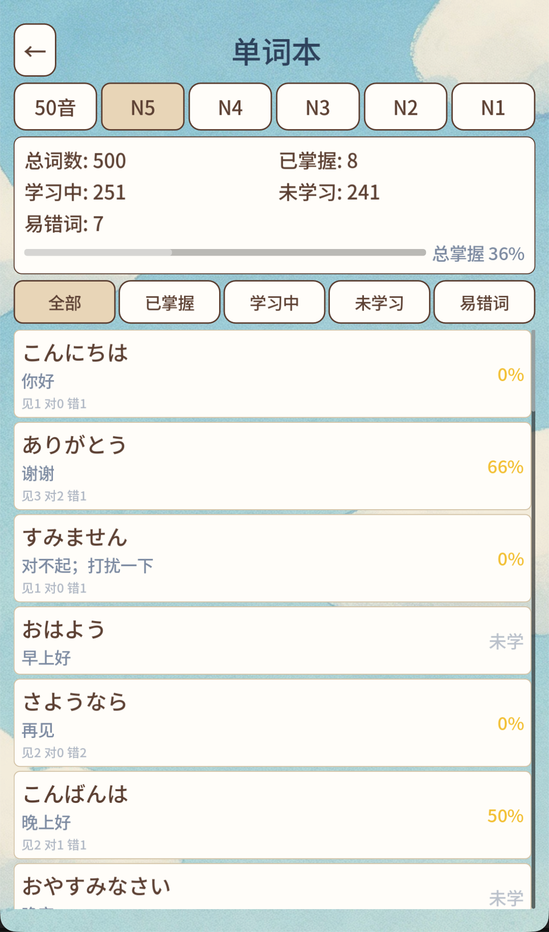 蛋仔日语：单词本